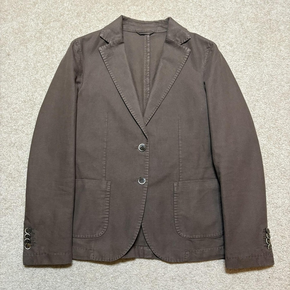 L.B.M. 1911 Blazer Mens Small 32-35 Brown Cotton Slim Fit Two Button Sport Coat